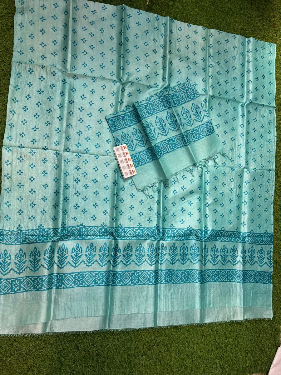 Premium Pure Handloom Tussar Silk Material (Top & Dupatta Only)